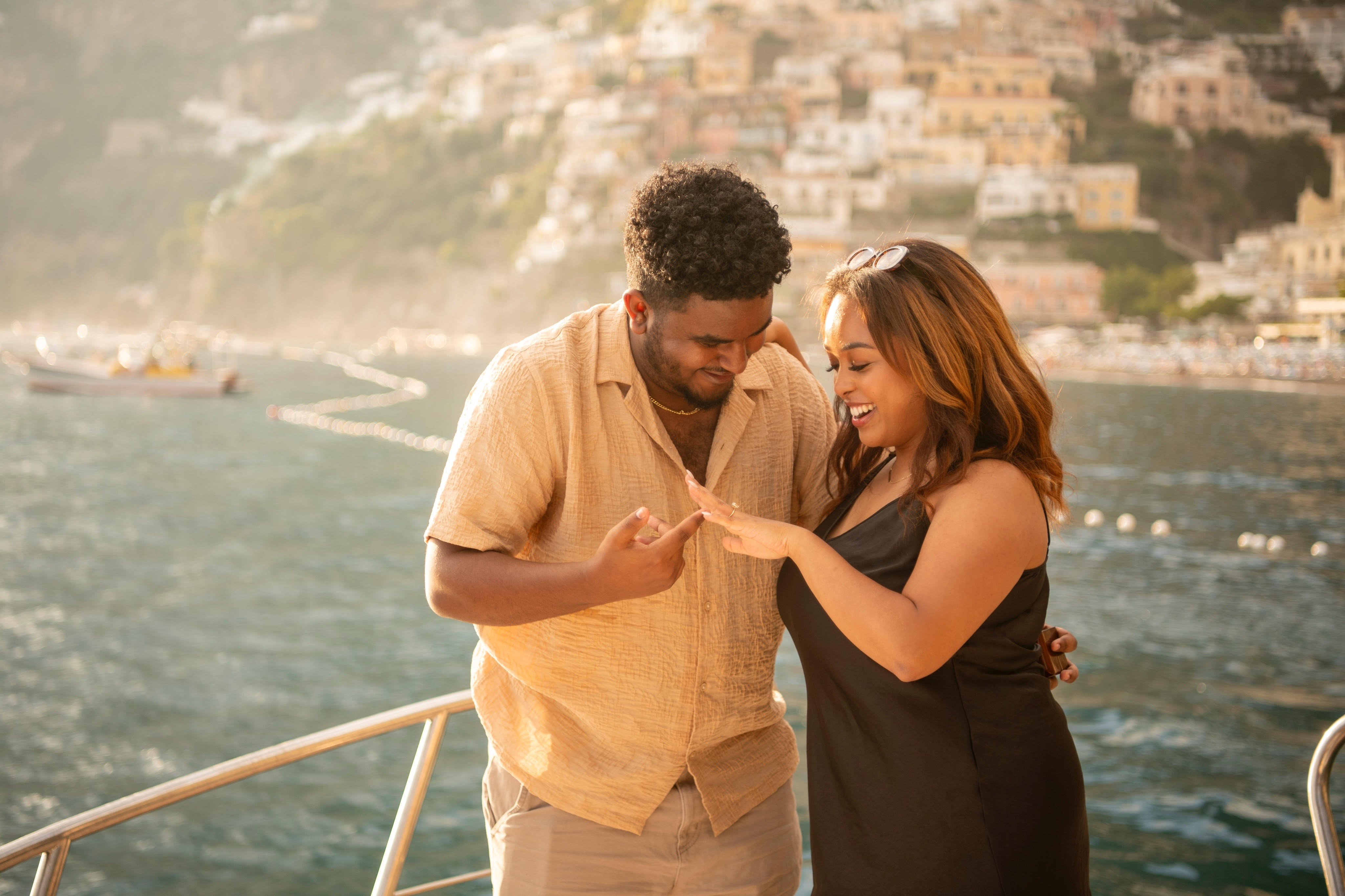 Mahlet and Michael sharing an intimate moment on the yacht